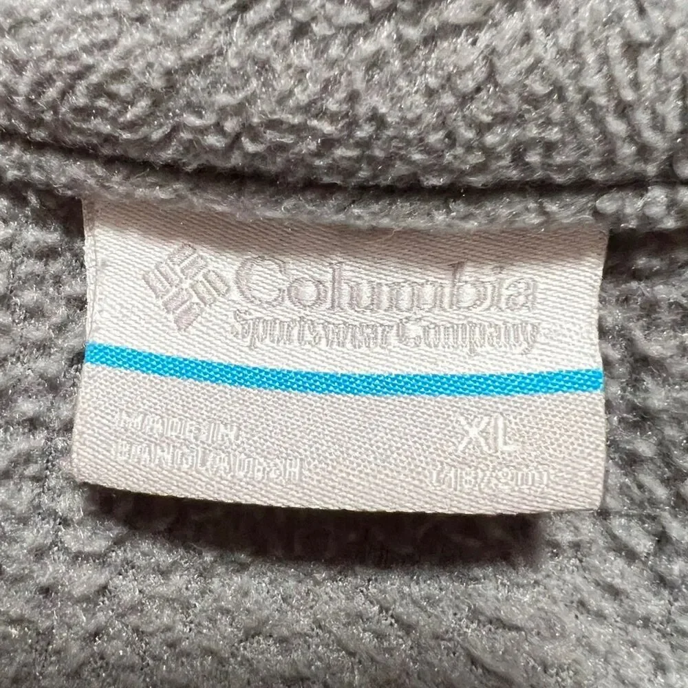 Columbia Boy's Fleece Pullover Snap Neck Color Block Gray Black Orange XL(18-20)